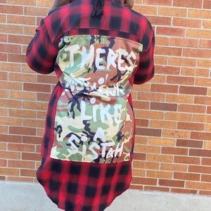 Plaid shirt jacket with pocket and back detail